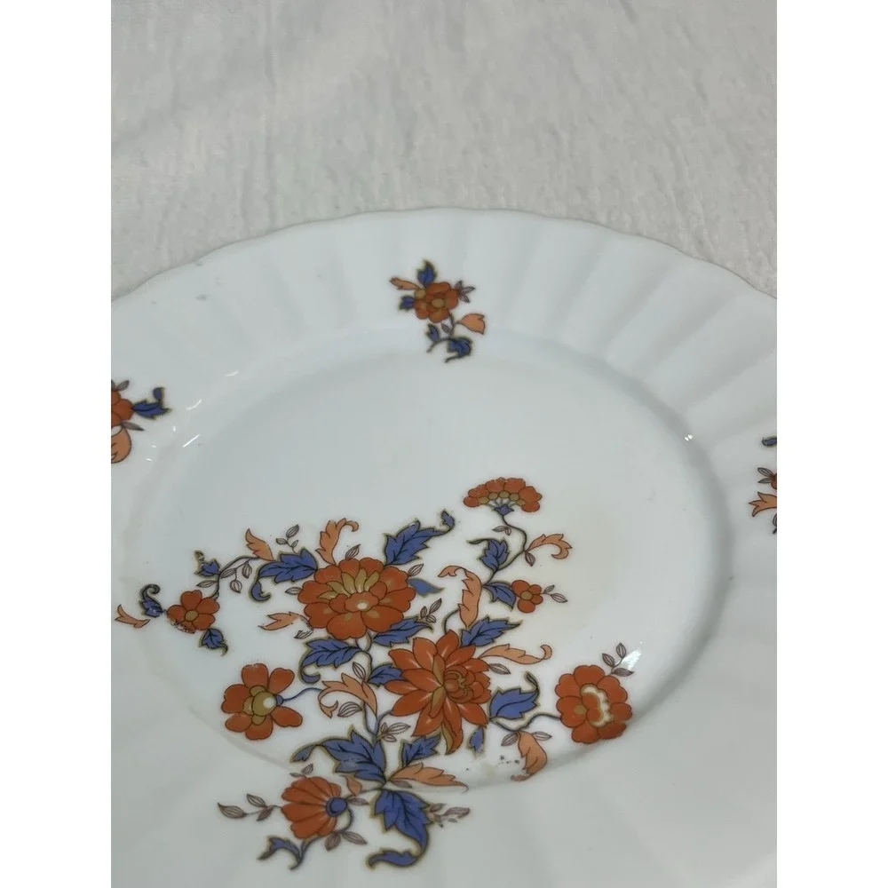Wurttemberg Germany Plates Early 1900s Set of 2 Multicolor Floral Fluted Antique